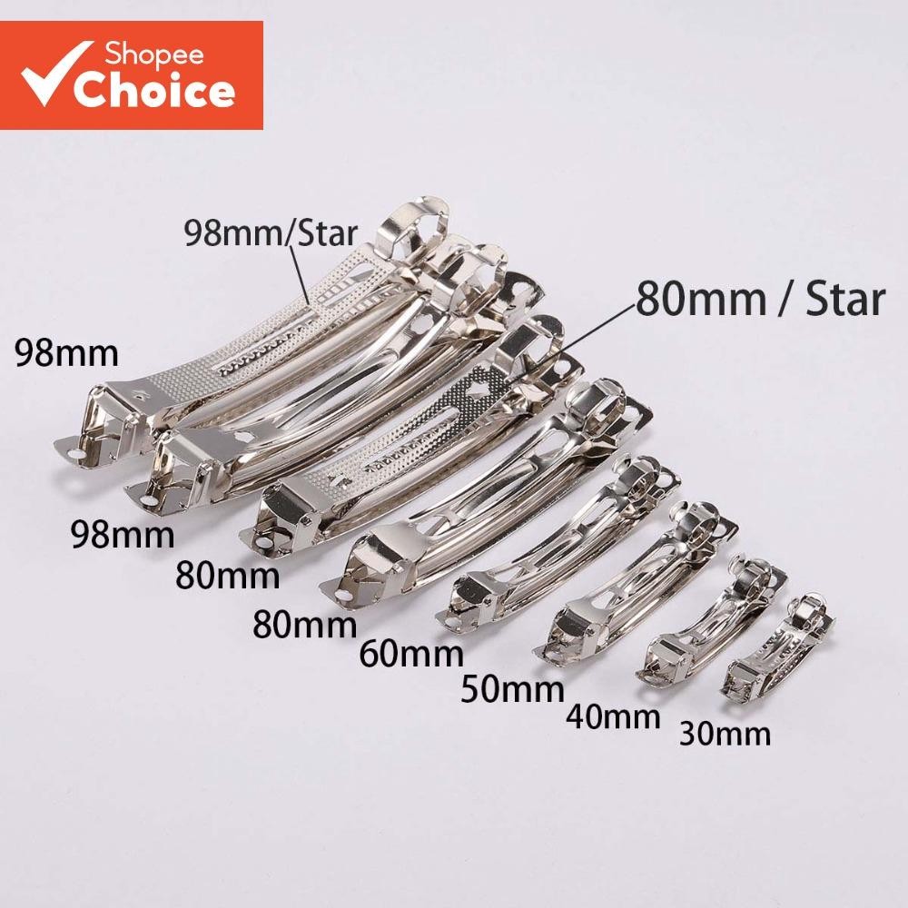 10 Peças De Grampos De Cabelo De Ródio-Fechos De Mola De 3/4/5/6/8/9.8 Cm Para Fazer Joias DIY , Bases De Metal Em Branc