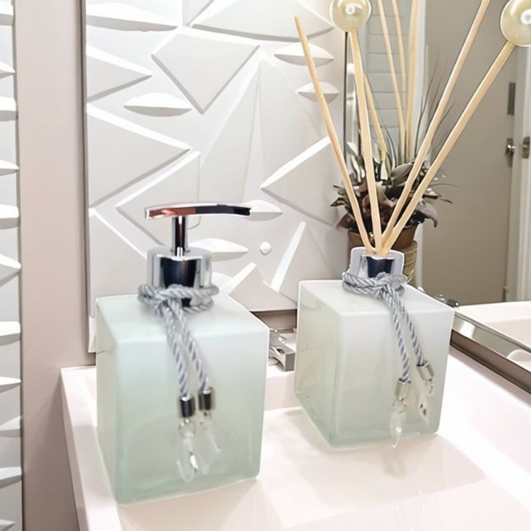 it Lavabo Essencial Vidro Preto Para Casa  Saboneteira, Difusor Álcool Gel Envio Rápido Luxo Chique