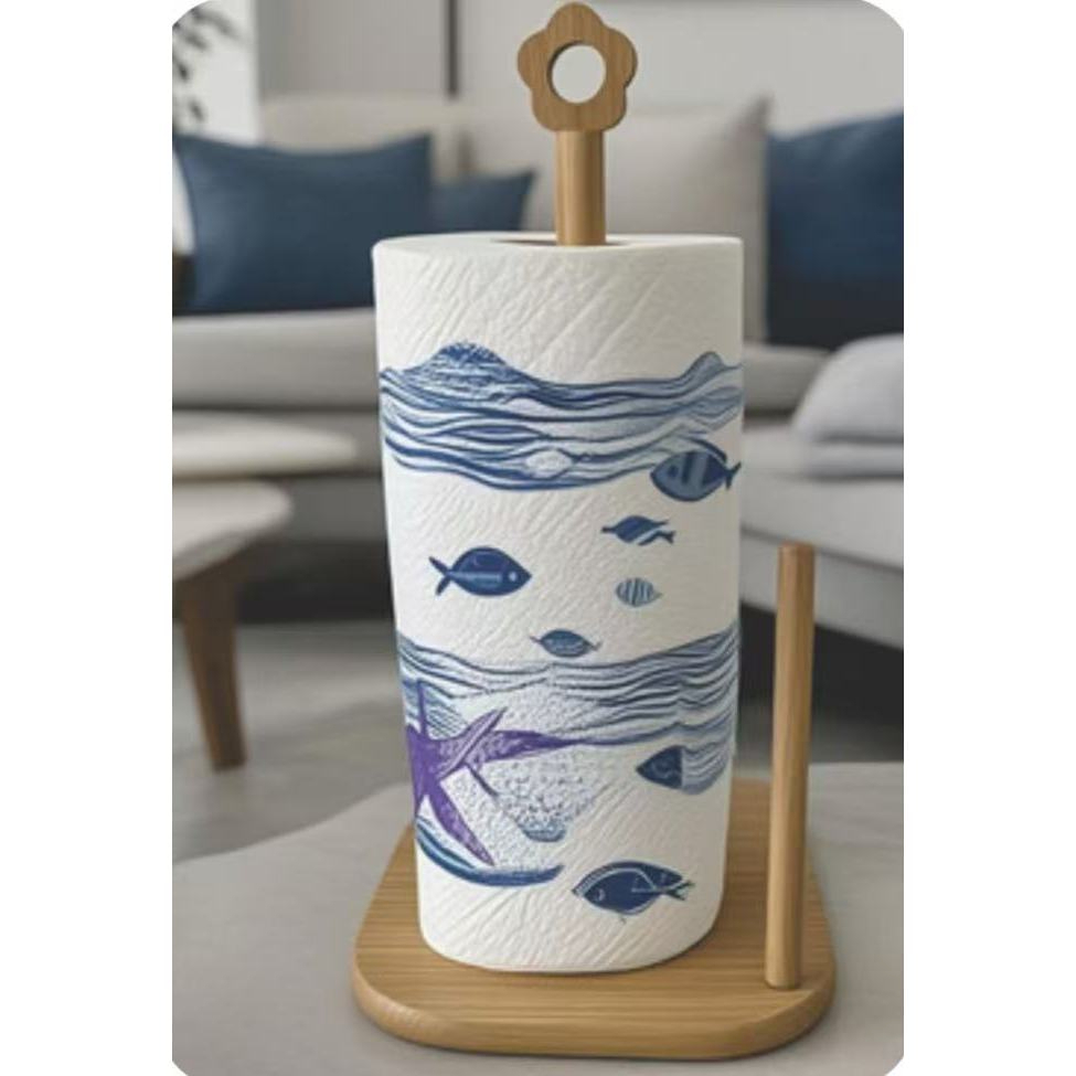 Porta Papel Toalha de Madeira para Cozinha Suporte Vertical Mesa Casa Decorada Boho Chic