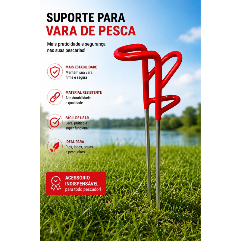 Suporte emborrachado para vara de pesca trintada 35cm