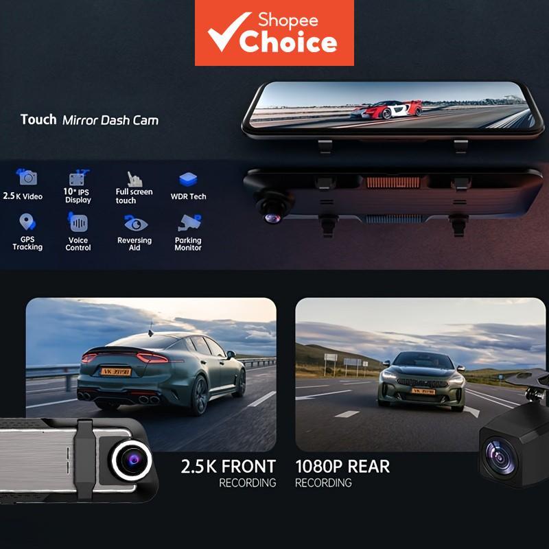 Pionray 10 Polegadas Mirror Dash Cam 4k Touch Screen Câmera De Estacionamento Frontal E Traseira 1080p