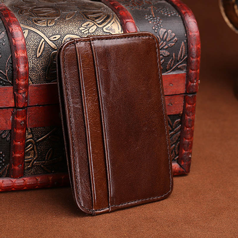 Nova Chegada De Couro Genuíno Mini Carteira Fina Titular Do Cartão De Crédito Masculino Pequena Bolsa Caso De Identifica