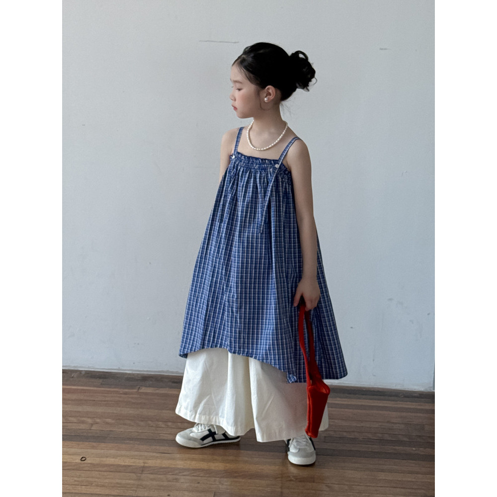 Meninas saia 2026 estilo verão bebê menina versão coreana Lange verificado estilingue saia crianças Casual solto vestido