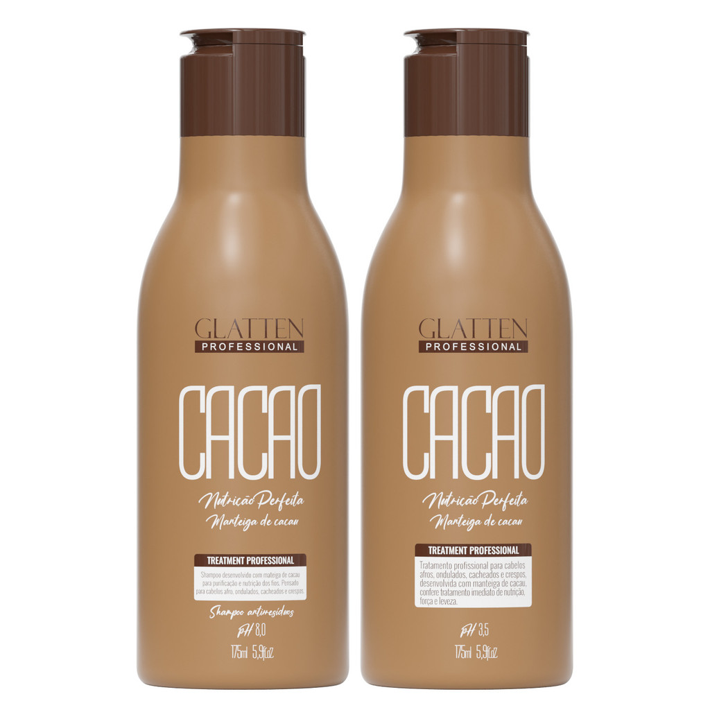 Kit Escova Cacau Glatten Máscara para Alisamento e Shampoo Anti Resíduos