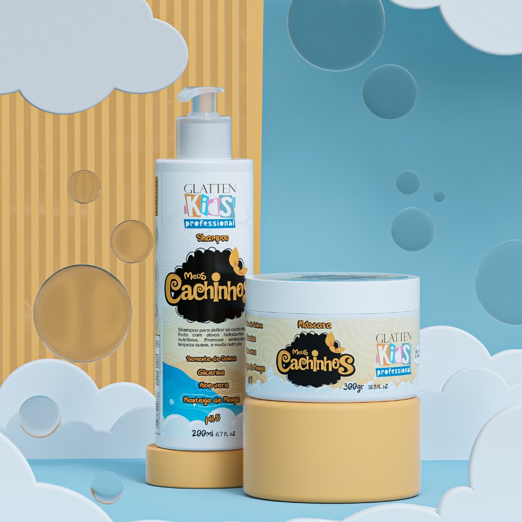 Kit Para Cabelos Infantis da Glatten - Shampoo e Máscara Meus Cachinhos