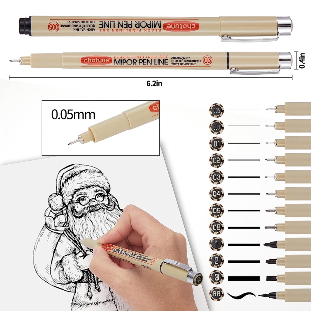 12PCS/Set Marcadores Manga Caneta Agulha À Prova D'água Linha De Gancho Pintada Mão De Engenharia De Desenho Kawaii Arte