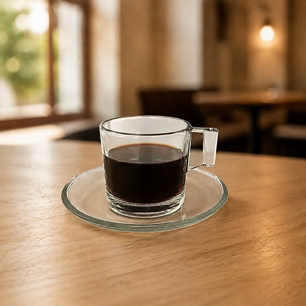 Jogo 6 Xícaras Café com Pires Vidro Dia a Dia 90ml 12pç