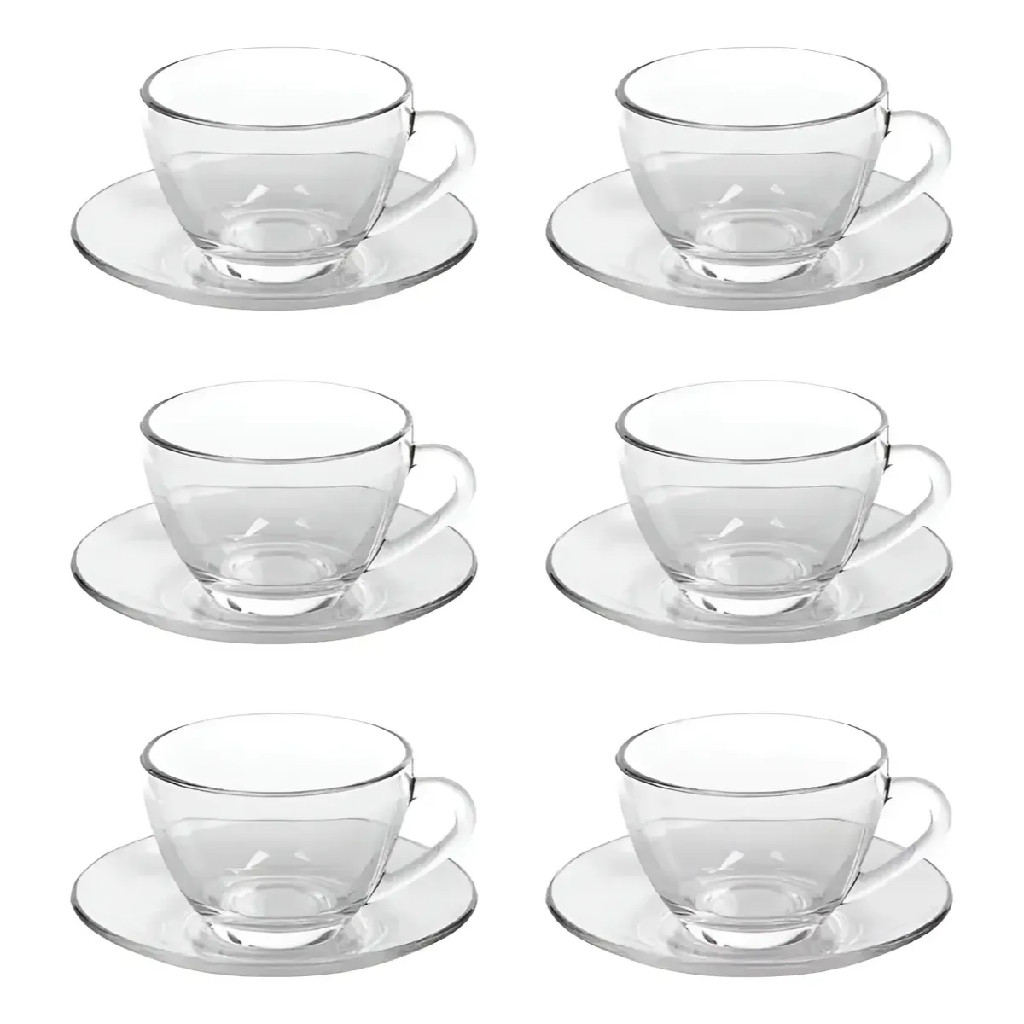 Jogo De Xícaras 12pcs Classic Tranparente 230ml