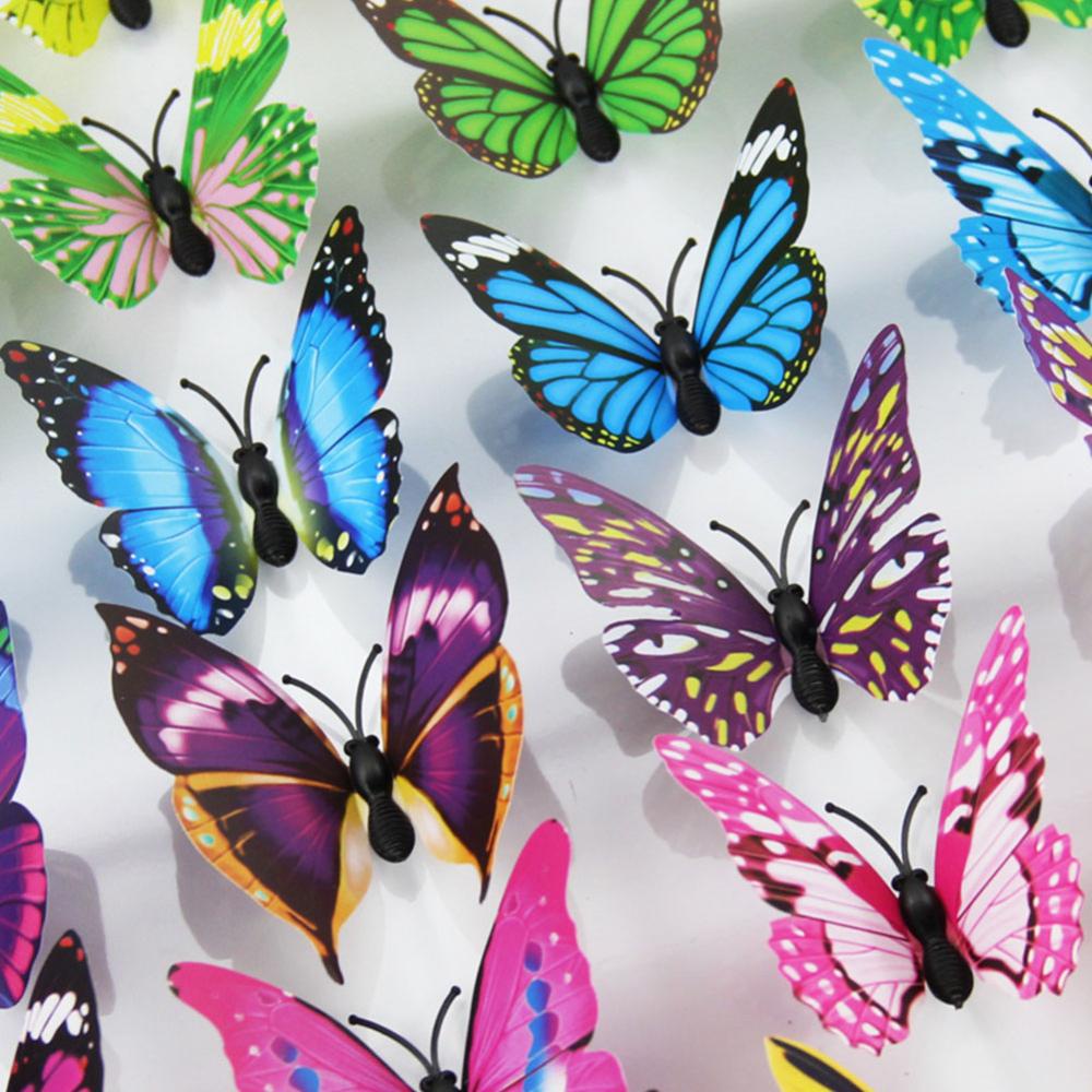 HOTWIND 12Pcs 7cm PVC 3D Butterfly Wall Stickers Set Decoração De Parede À Prova D'água Casa C9G4