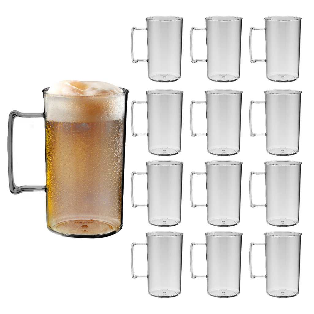 Caneca de Chopp 450ml Acrílico Cristal Resistente Caneca Chopp Cerveja Bar Elegante Kit 12pçs