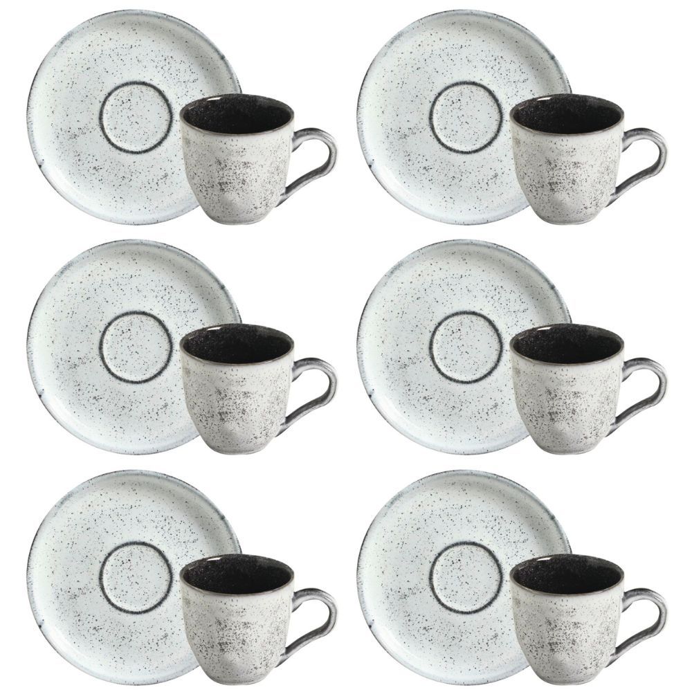 Jogo de Xícaras com Pires 12pçs Porto Brasil Bio Echo 170ml Cerâmica Stoneware