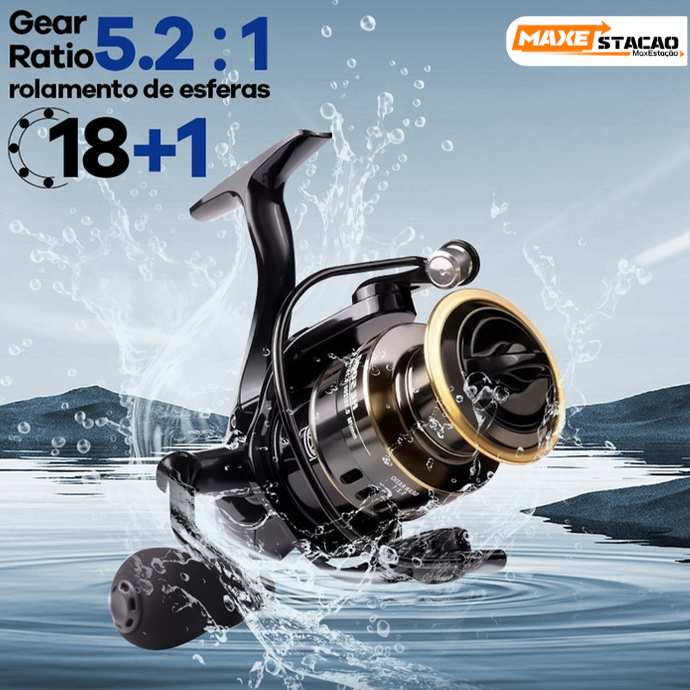Molinete de Pesca HE 1000-7000 Carretel de Metal Corpo EVA 10kg Máximo Mar e Oceano Durável
