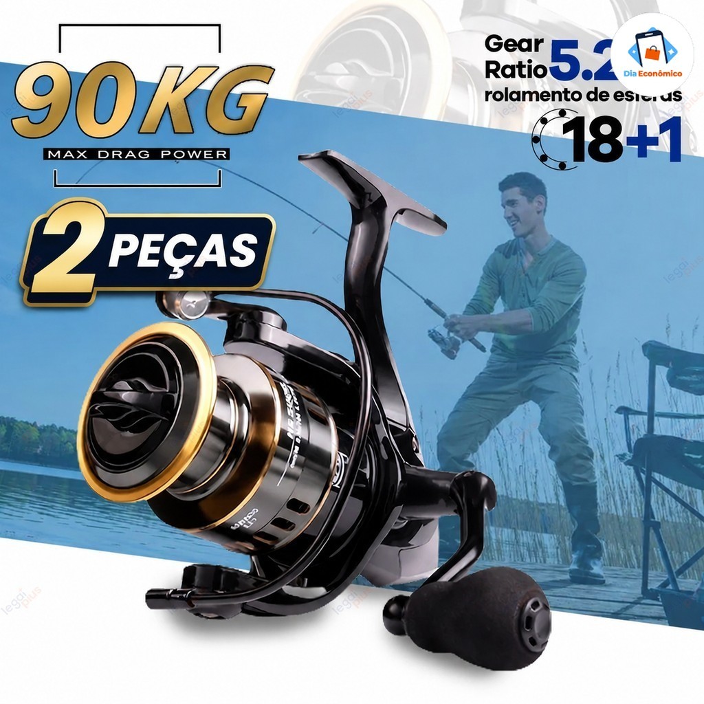 2 UNIDADES Carretilha Moinho de Pesca HE 1000-7000 Metal EVA 10kg Máximo Água Salada Oceano Carretel Metálico