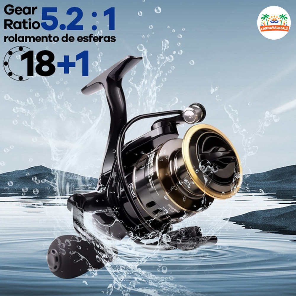 Molinete de Pesca HE 1000-7000 Carretel de Metal Corpo EVA 10kg Máximo Mar e Oceano Durável
