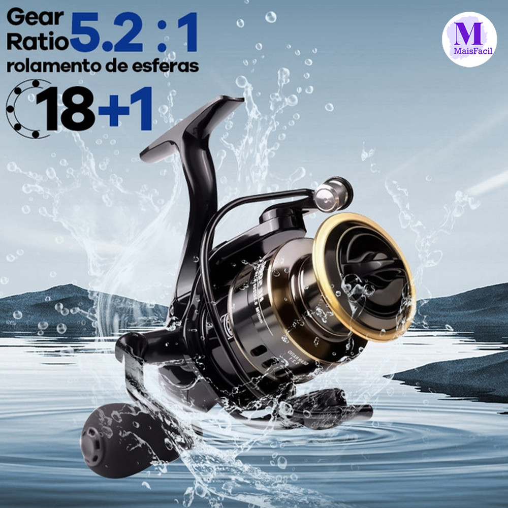 Molinete HE 1000-7000 com Carretel em Metal EVA 10kg Resistência Água do Mar Oceano Pesca Forte