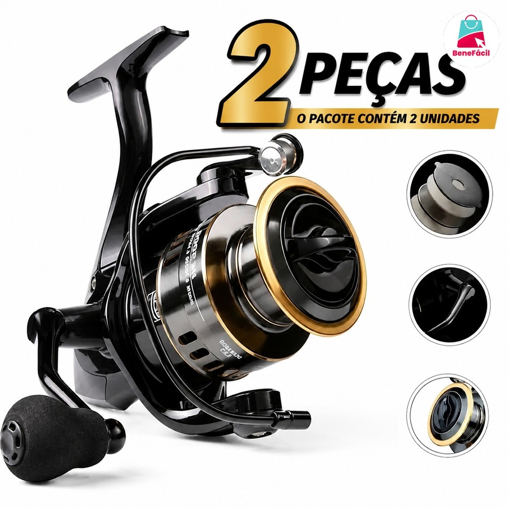 2 UNIDADES Carretilha Moinho de Pesca HE 1000-7000 Metal EVA 10kg Máximo Água Salada Oceano Carretel Metálico