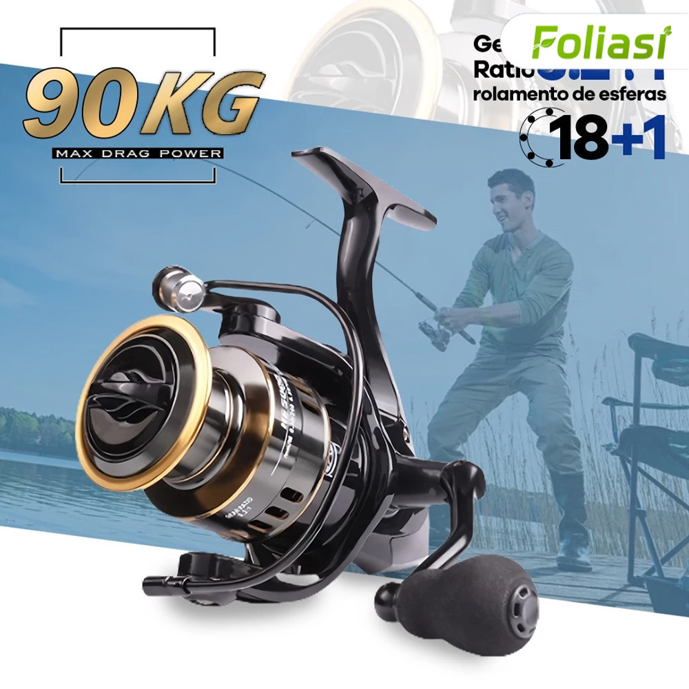 Molinete HE Série 1000-7000 Carretel em Metal Empunhadura EVA 10kg Limite Marítimo Oceânico