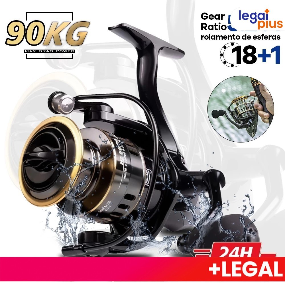 Carretilha Moinho de Pesca HE 1000-7000 Metal EVA 10kg Máximo Água Salada Oceano Carretel Metálico