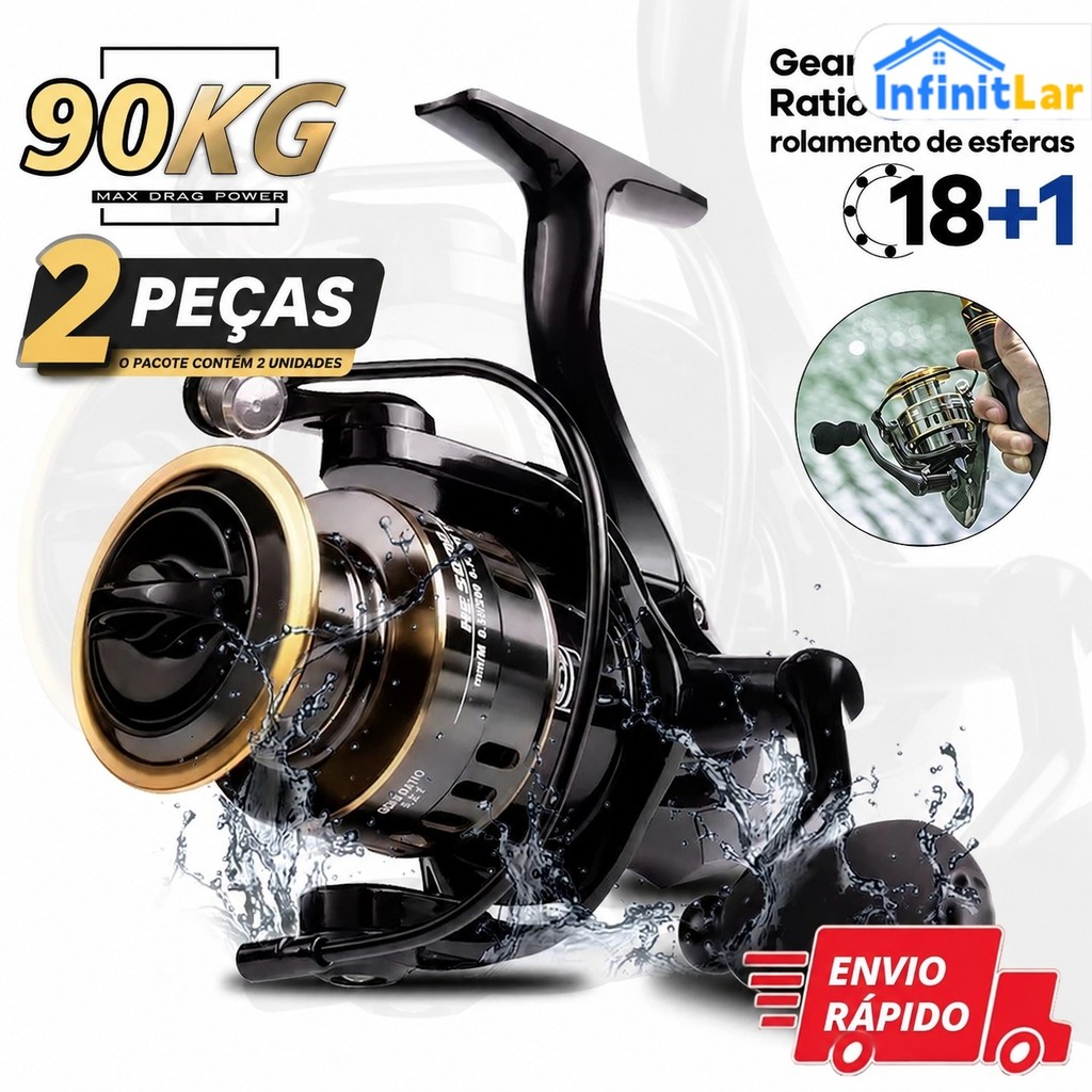 2 UNIDADES Carretilha Moinho de Pesca HE 1000-7000 Metal EVA 10kg Máximo Água Salada Oceano Carretel Metálico