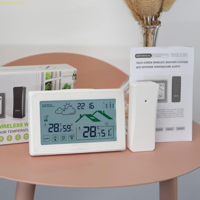 Indoor Outdoor Hygrometer Tool With Radio Controlled Clock And Weather Forecast