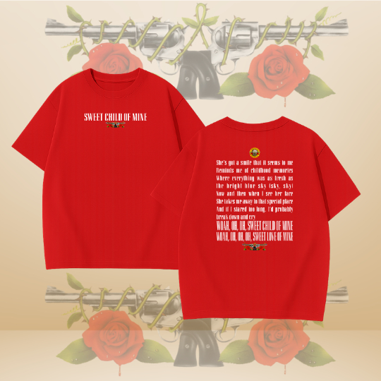 Blusa Frente E Costas Da Banda Guns N' Roses l Canção Sweet Child O' Mine 1987 Glam metal l 100% Algodão Unissex