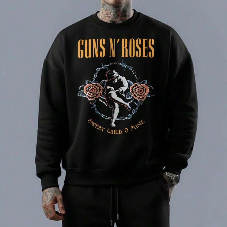 Moletom masculino gola careca blusa guns n roses sweet child o mine classic musica dark rock metal