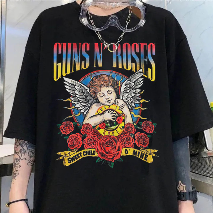 [Camiseta Premium em Algodão Puro]HYP Camiseta Basica Guns N Roses Sweet Child O Mine Banda Rock Vintage 90s Unissex