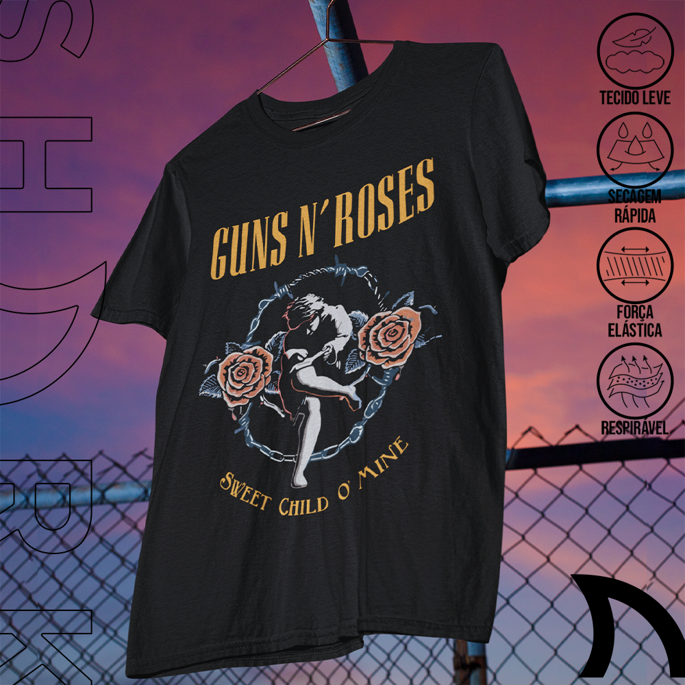 Camiseta Basica e OVERSIZED Guns N Roses Sweet Child O Mine Banda Rock 90s Unissex