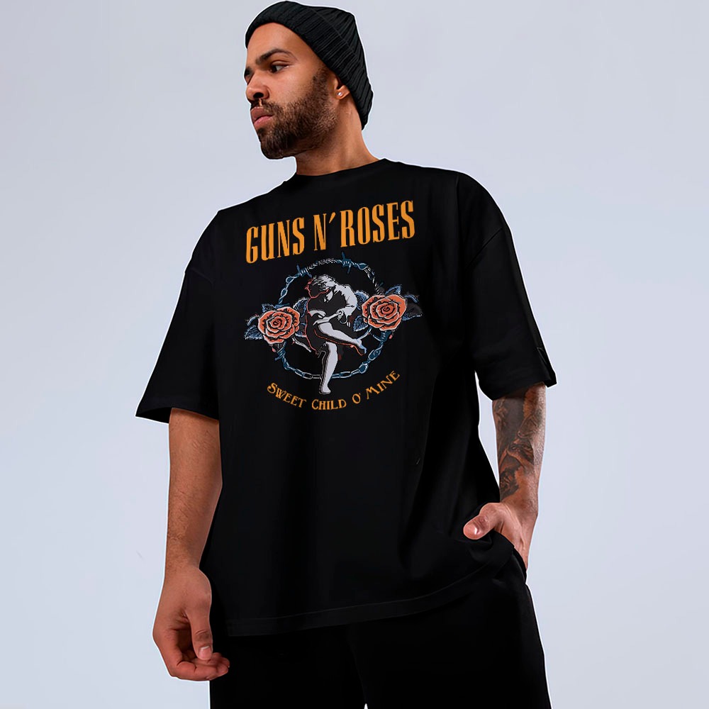 Camiseta Básica e Oversized Unissex Rock And Roll Guns N Roses Sweer Child O Mine