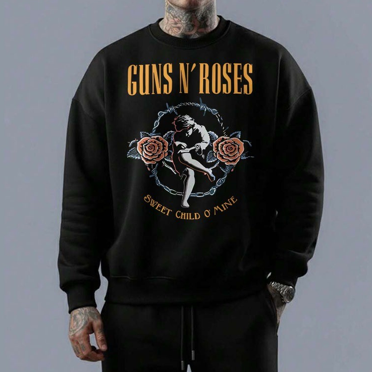 Moletom masculino gola careca blusa guns n roses sweet child o mine classic musica dark rock metal