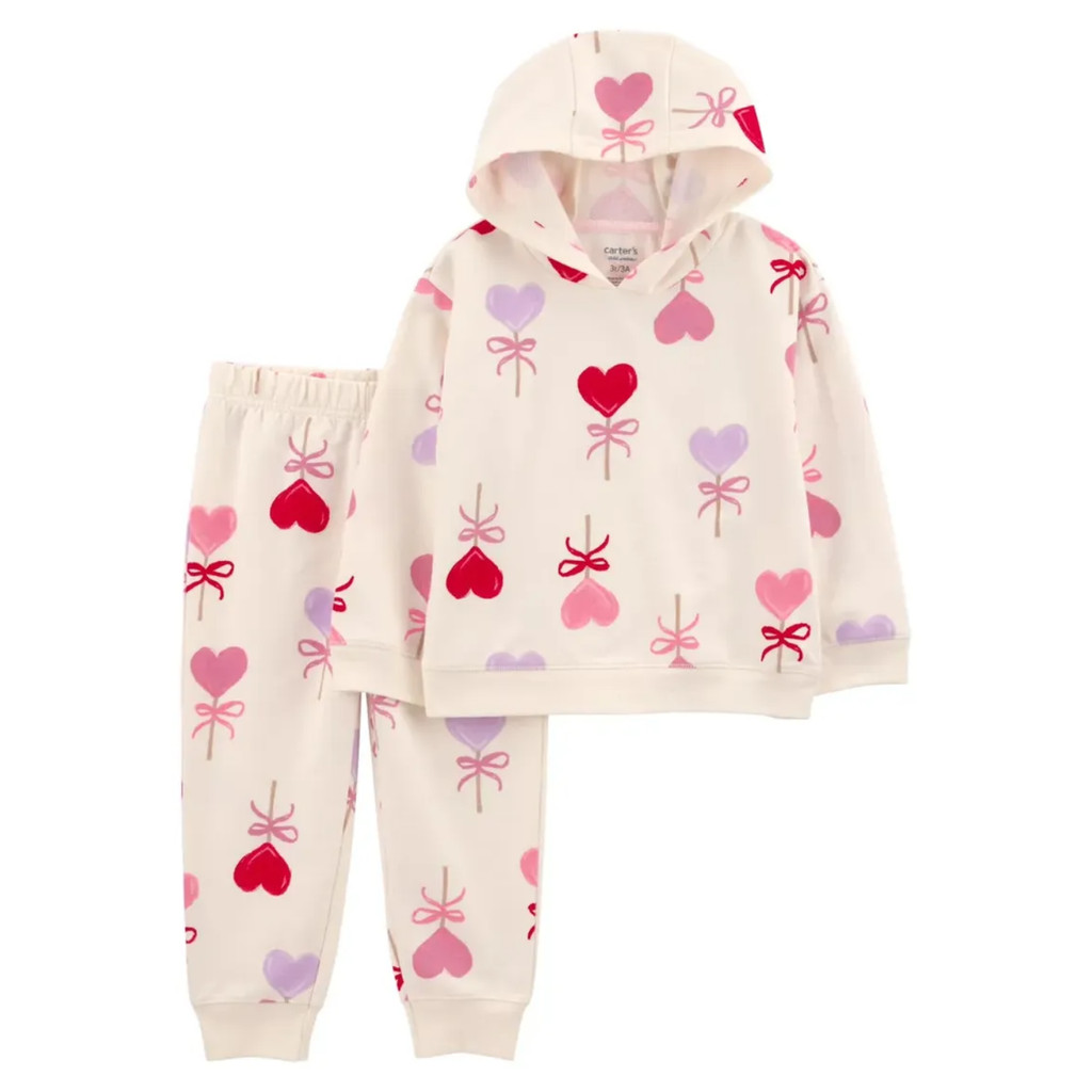 Conjunto Corações Child Of Mine Carters meninas 2 peças Blusa Manga Longa e Calça