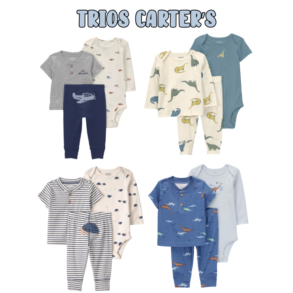Kit Trio CARTER'S - Child Of Mine - bebê menino - 3 peças, body, camiseta e calça