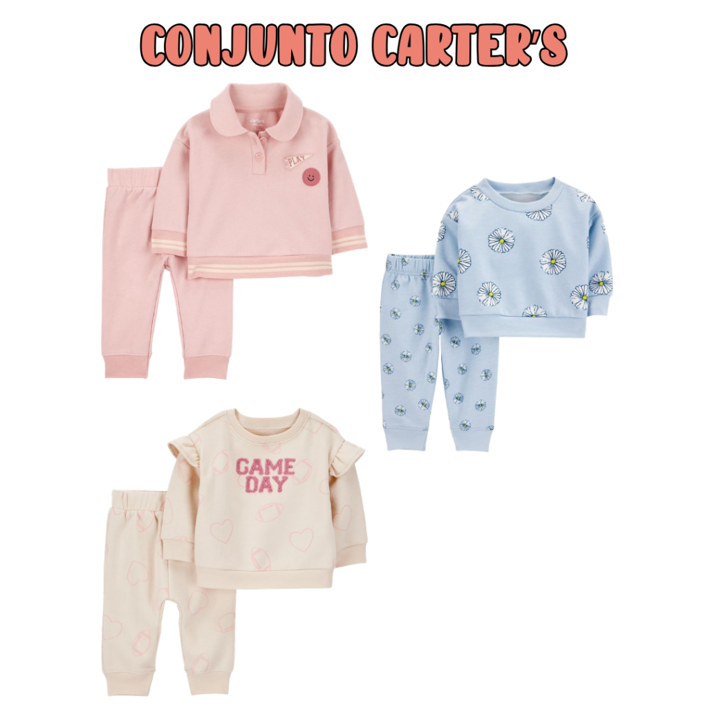 Conjunto CARTER'S - Child Of Mine - bebê menina - 2 peças / Blusa Manga Longa e Calça