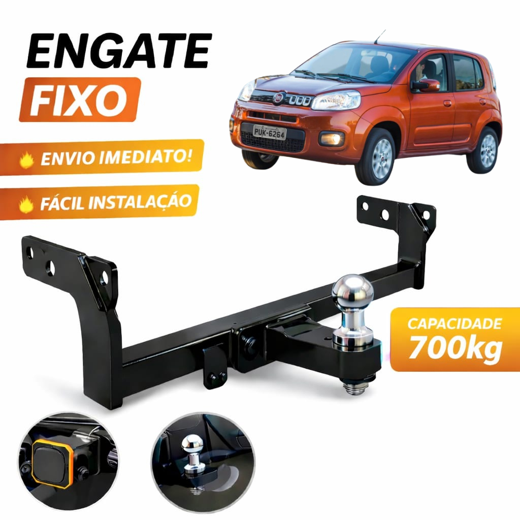 Engate Reboque Fixo Fiat Uno (Quadrada) 2004 Á 2015 700KG Não Fura Completo