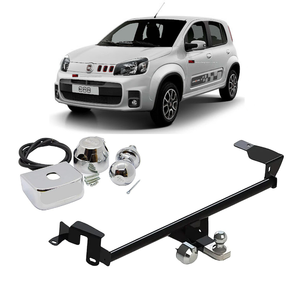 Engate Reboque Fixo Fiat Uno (Quadrada) 2004 à 2015 Rabicho Novo Completo