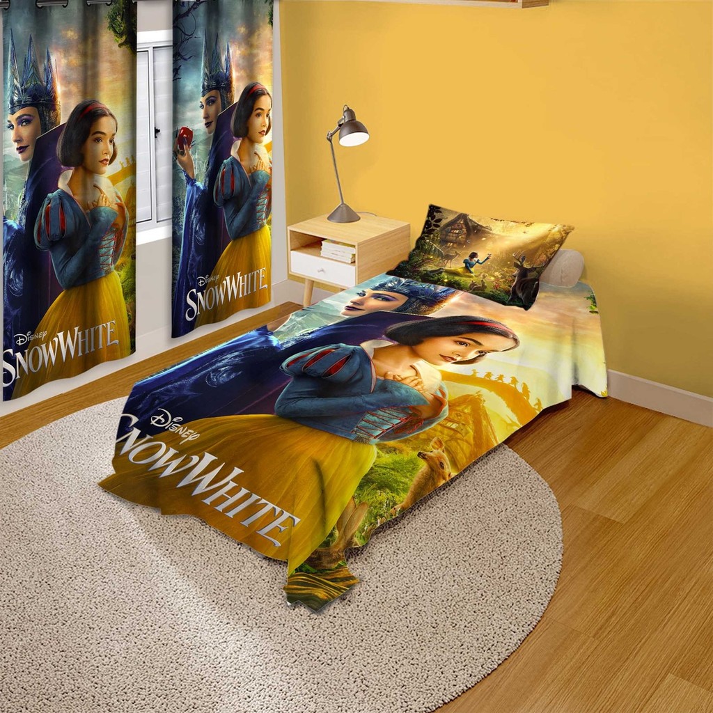 Cortina Kit ou Cobre Leito Princesa Mais Bela Que Eu Quarto Infantil Moça da Neve Decoração Capas