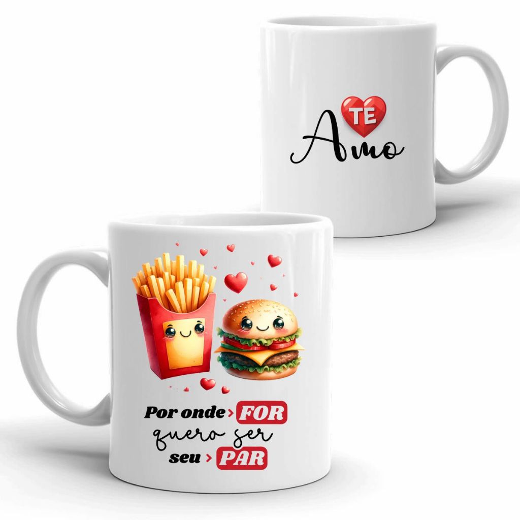 Presente dia dos namorados Caneca pares fofinhos casal Por onde for quero ser seu par - Acompanha caixinha