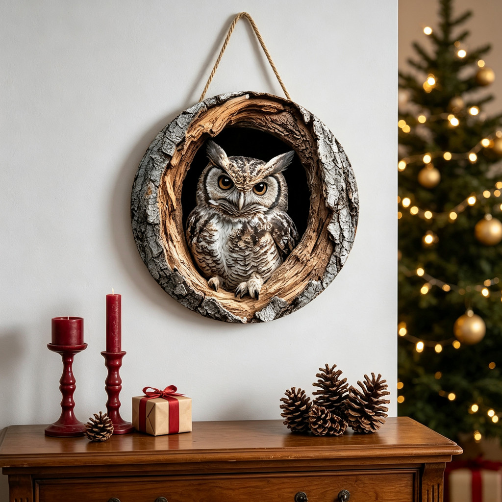 Rustic Winter Wall Decor Christmas Hanging Wooden Signs Bird Sign with Rope – 2d Flat for Festive for Southeast