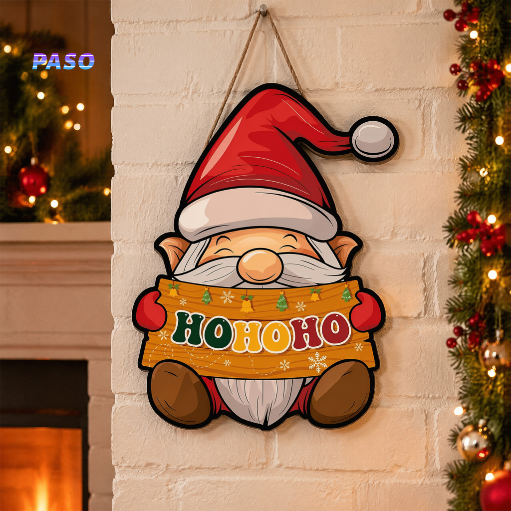 Gnome Door Hangers Vintage Holiday Wall Signs Christmas Sign with Adjustable Hemp Rope Hanging Decoration for Home Offic
