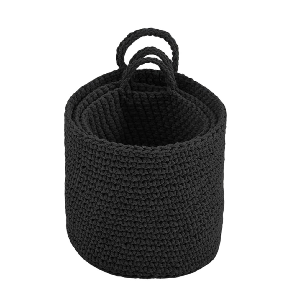 3pcs Boho Woven Wall Hanging Storage Bags Natural Cotton Rope Crochet Fruit Baskets Multi-functional Organizer for Home