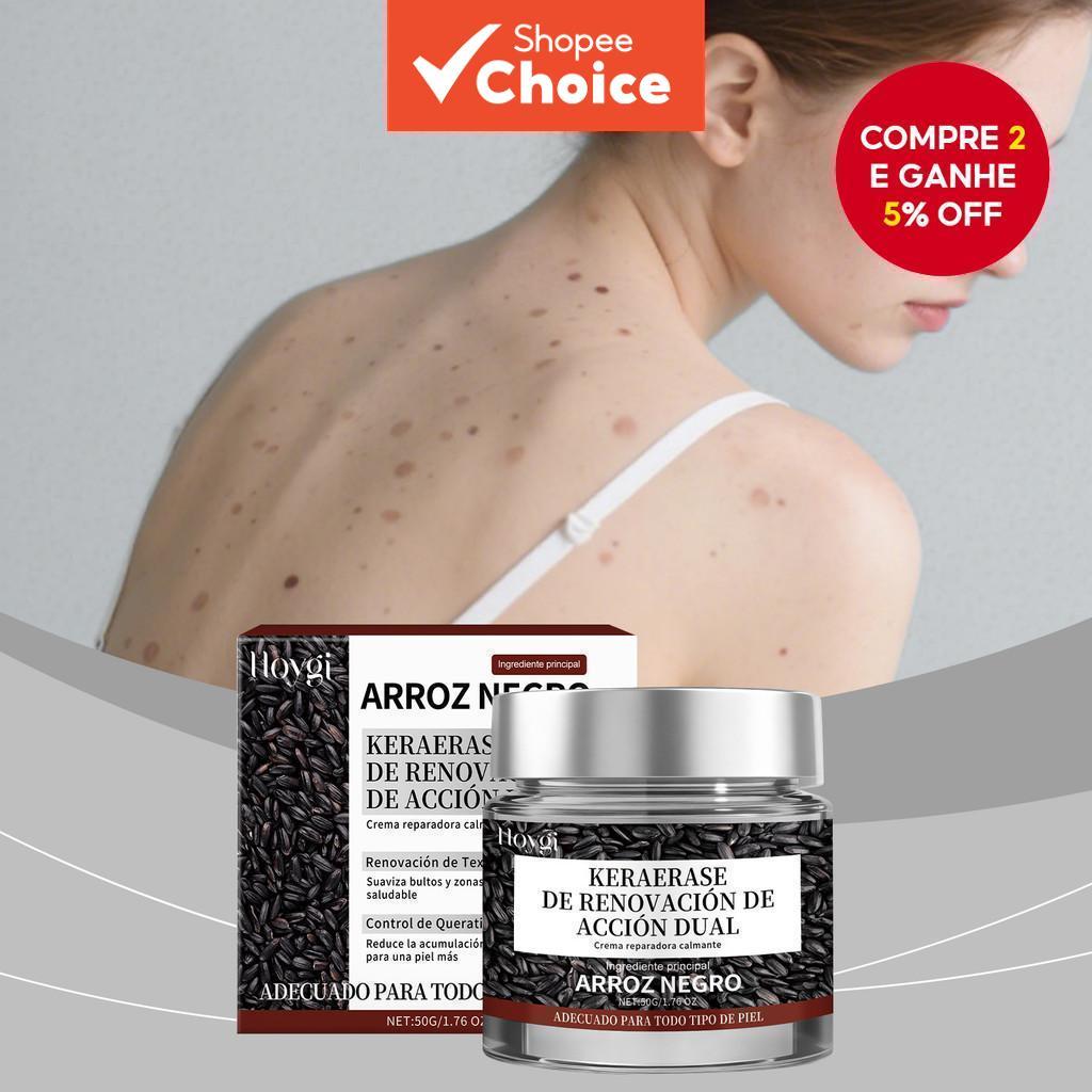 Creme Calmante de Arroz Preto 50g com Niacinamida & Óleo de Semente de Chá, Hidratante e Clareador Natural para