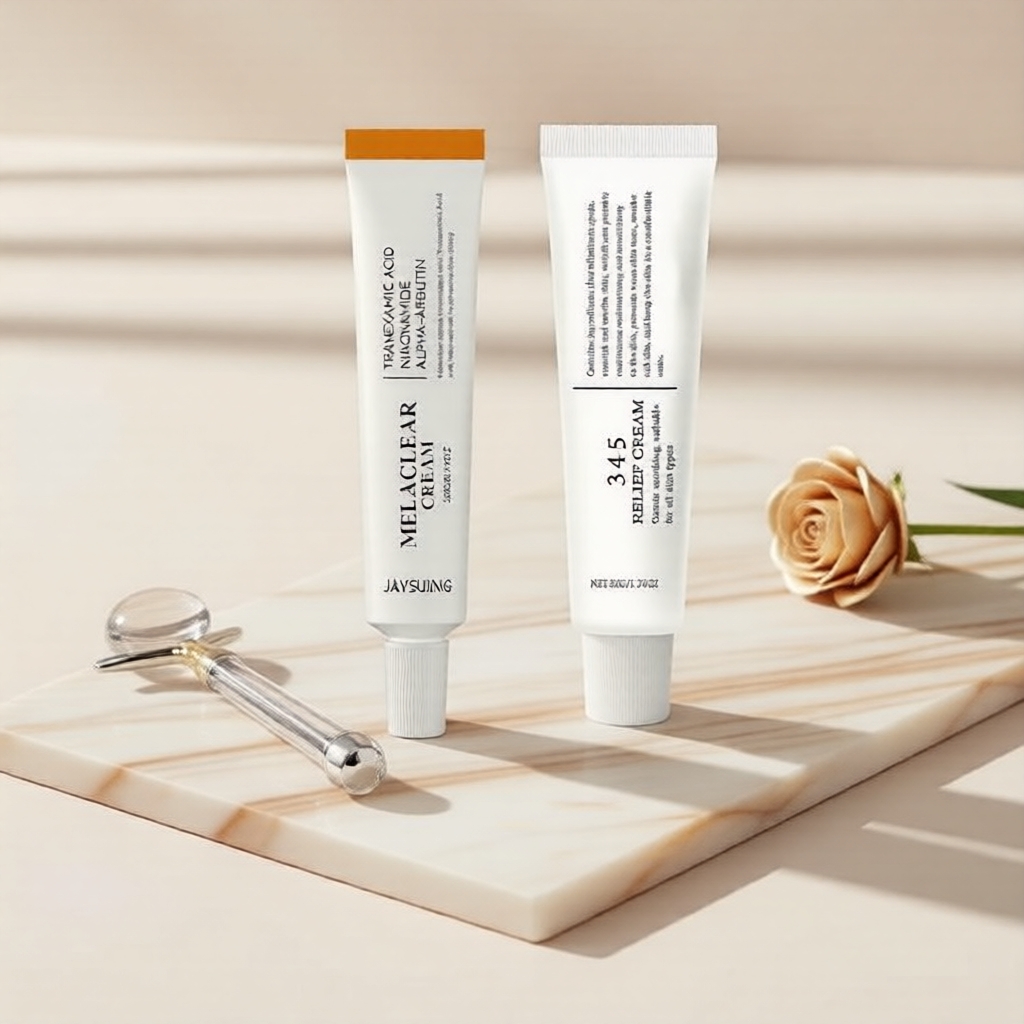 Conjunto Melaclear 20g + 345 Relief 50g – Duo de Creme Facial Clareador e Calmante com Niacinamida