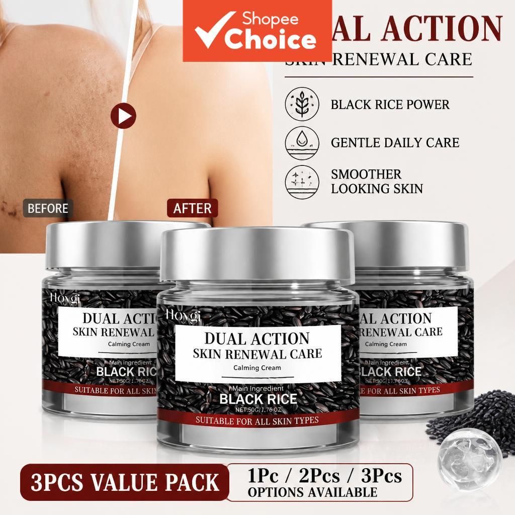 Creme de Arroz Preto 50g para Pele Sensível Avançada com Niacinamida, Óleo de Semente de Chá e Ação Natural Clareadora e