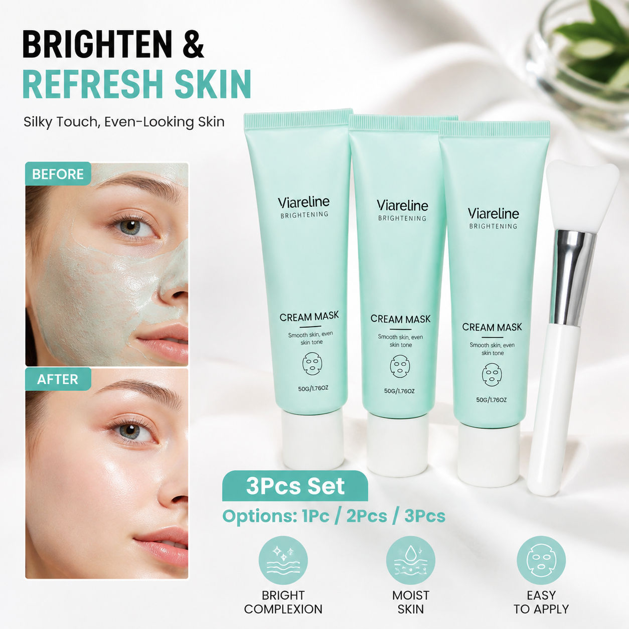 Creme Máscara Clareadora 50g – Uniformiza o tom e reduz manchas escuras com Ácido Tranexâmico, Niacinamida e Glutationa