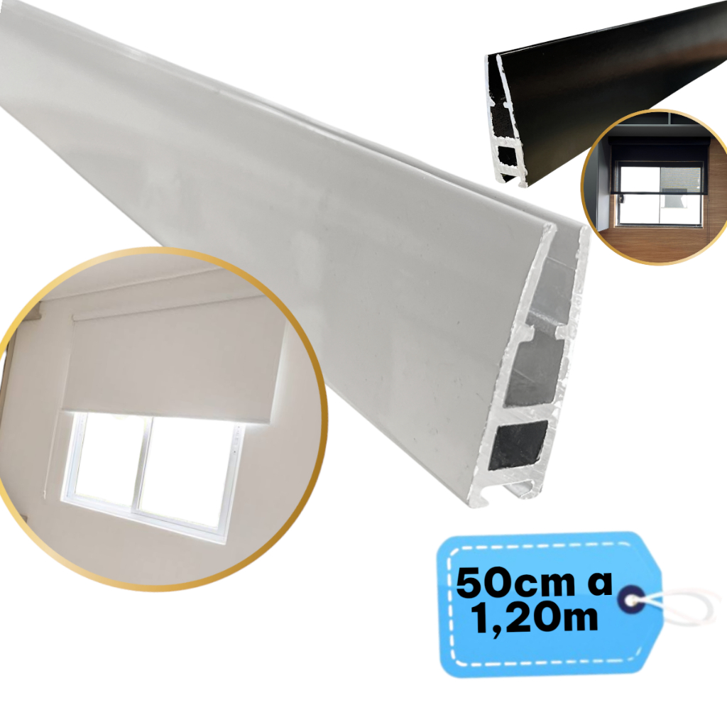 Kit Base Chata Cortina Instalação Persiana Rolo Sem Tampas - 50cm até 1,20m