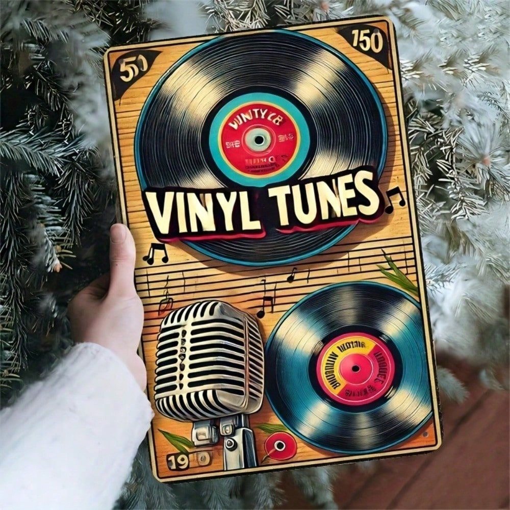 Oláyoung Vintage Retro Metal Tin Sign Microfone Record Wall Art Home Bar Decor Placa De Ferro Poster
