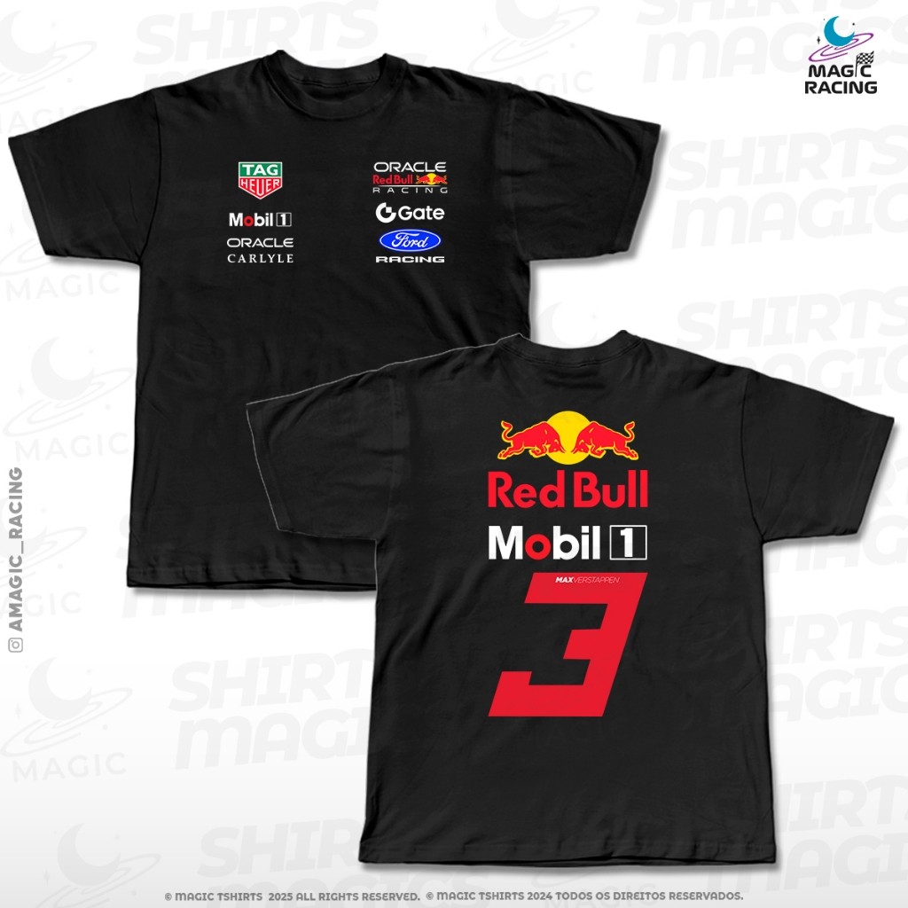 Camiseta F1 New Number Verstappen #3 Red Bull 2026 100% Algodão - Magic car