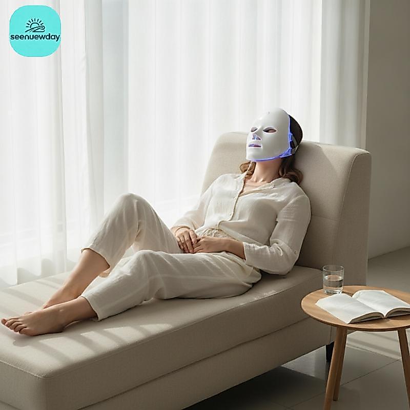 [seenuewday] Photon 7 Cores LED Terapia De Luz Máscara Facial Dispositivo De Cuidados Com A Pele Em Casa Para Redução De