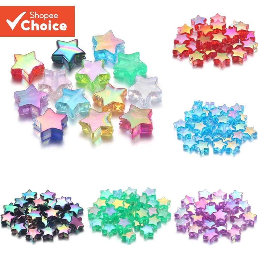 St.kunkka 100 Pacotes De Contas De Estrela Acrílicas Coloridas Com Furos , Colar DIY E Acessórios De Pulseira