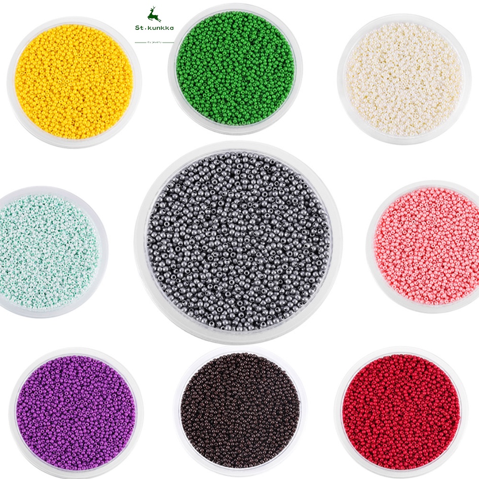 St.kunkka Até 1000 peças  2mm Miçanga de Vidro Pacote Grande - Para bijuteria Pulseira e Artesanato Cores